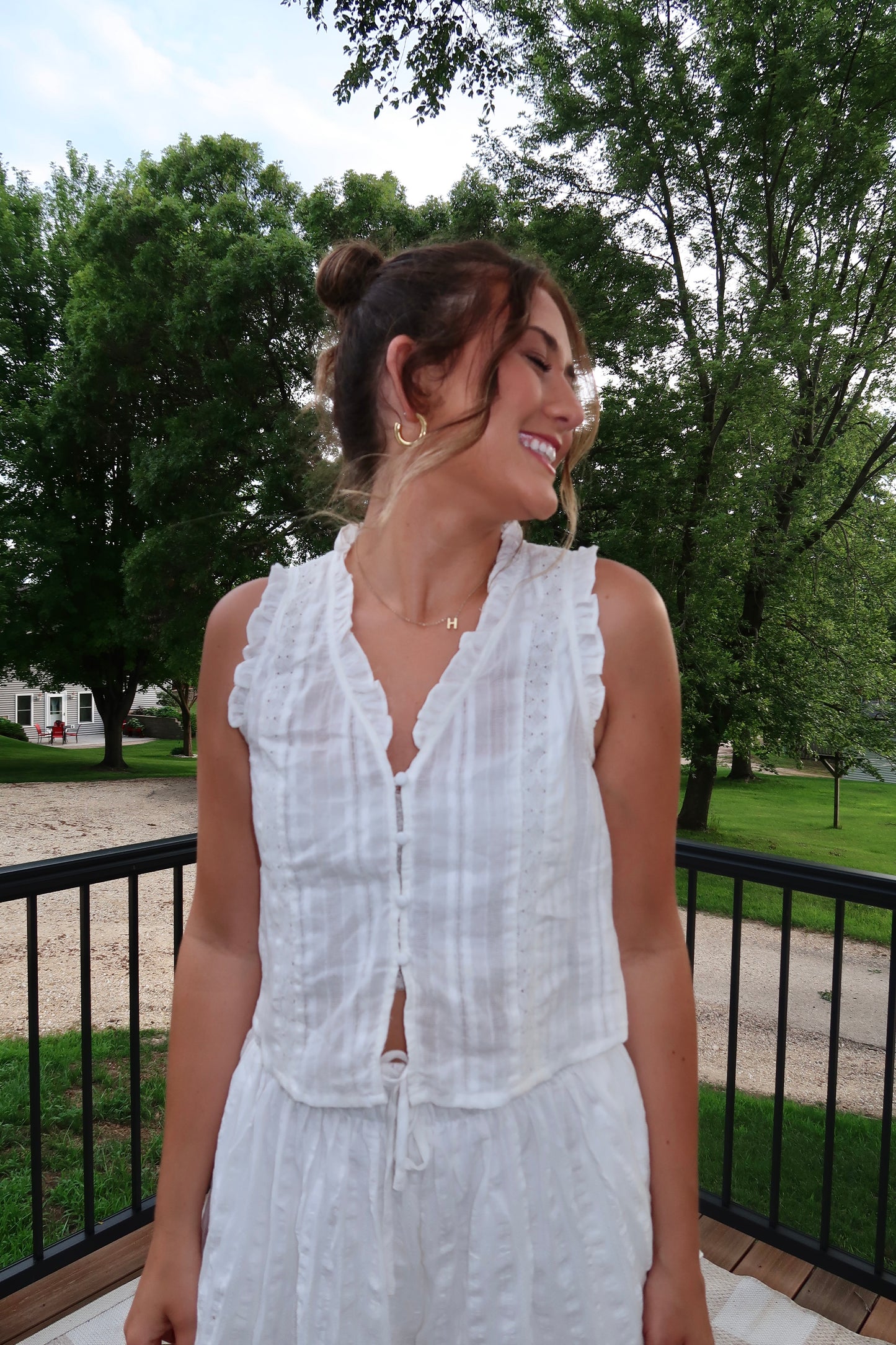 The Mary Boho Button Up Sleeveless Top
