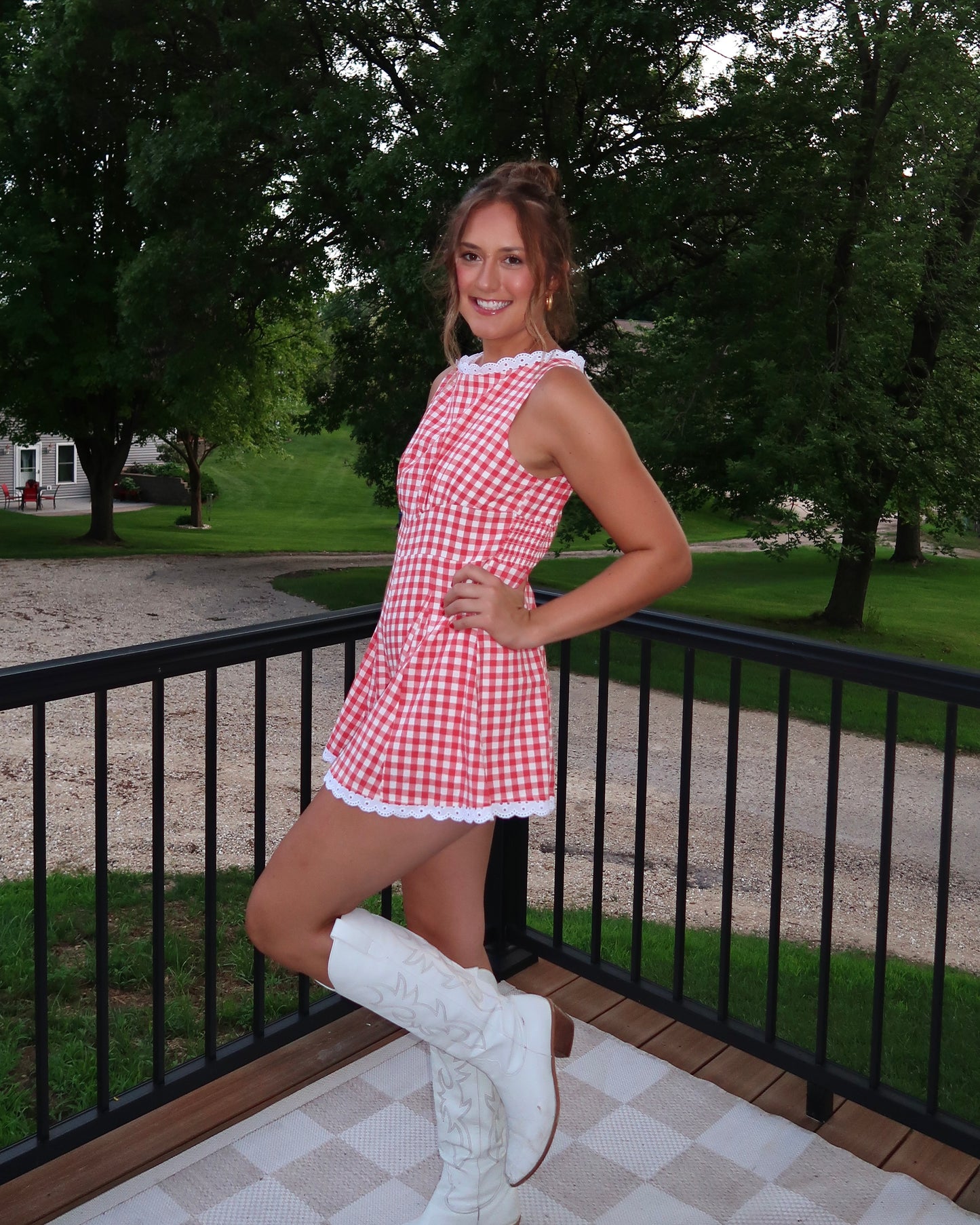 The Anne Checkered Mini Romper
