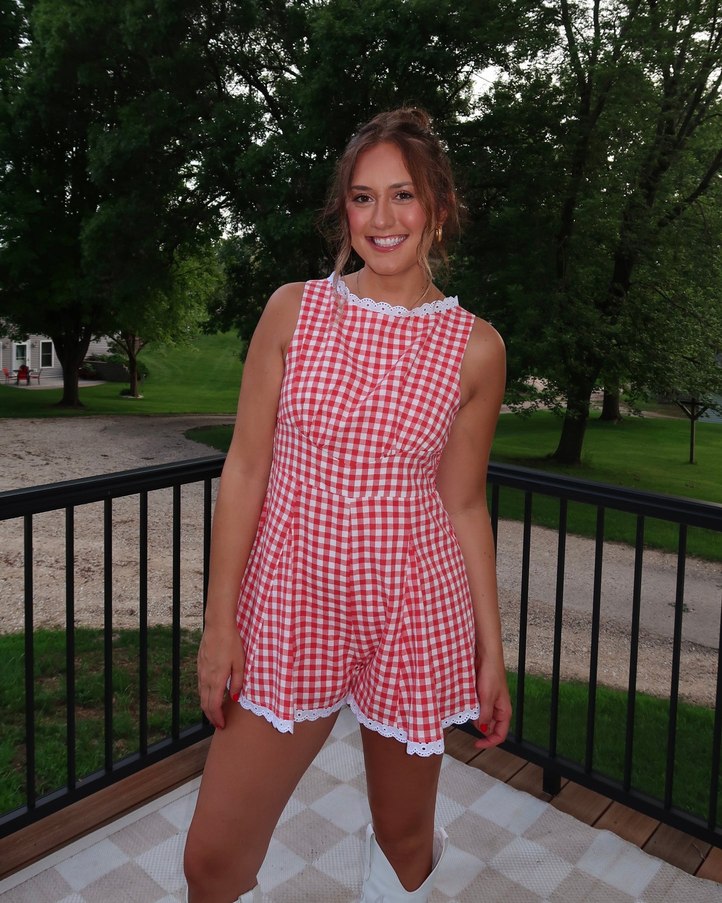 The Anne Checkered Mini Romper