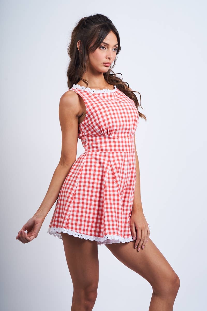 The Anne Checkered Mini Romper