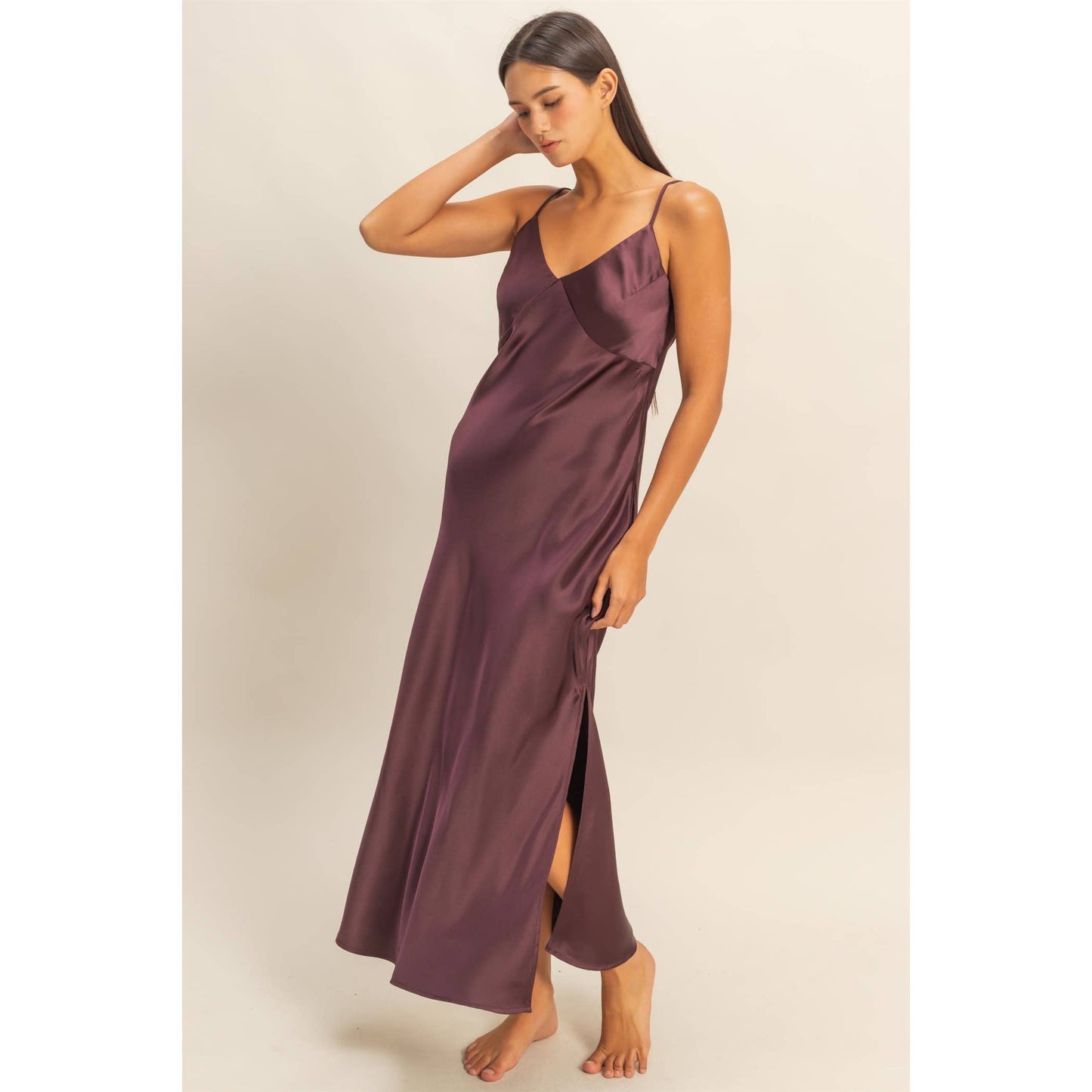 The Midnight Midi Satin Dress