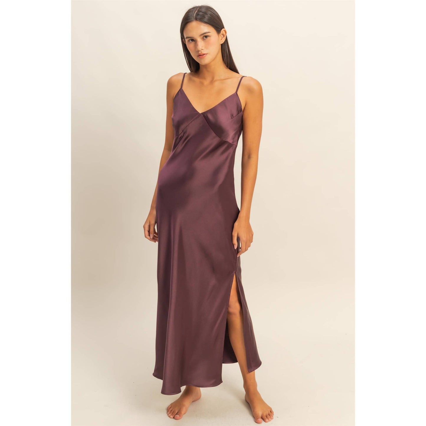 The Midnight Midi Satin Dress