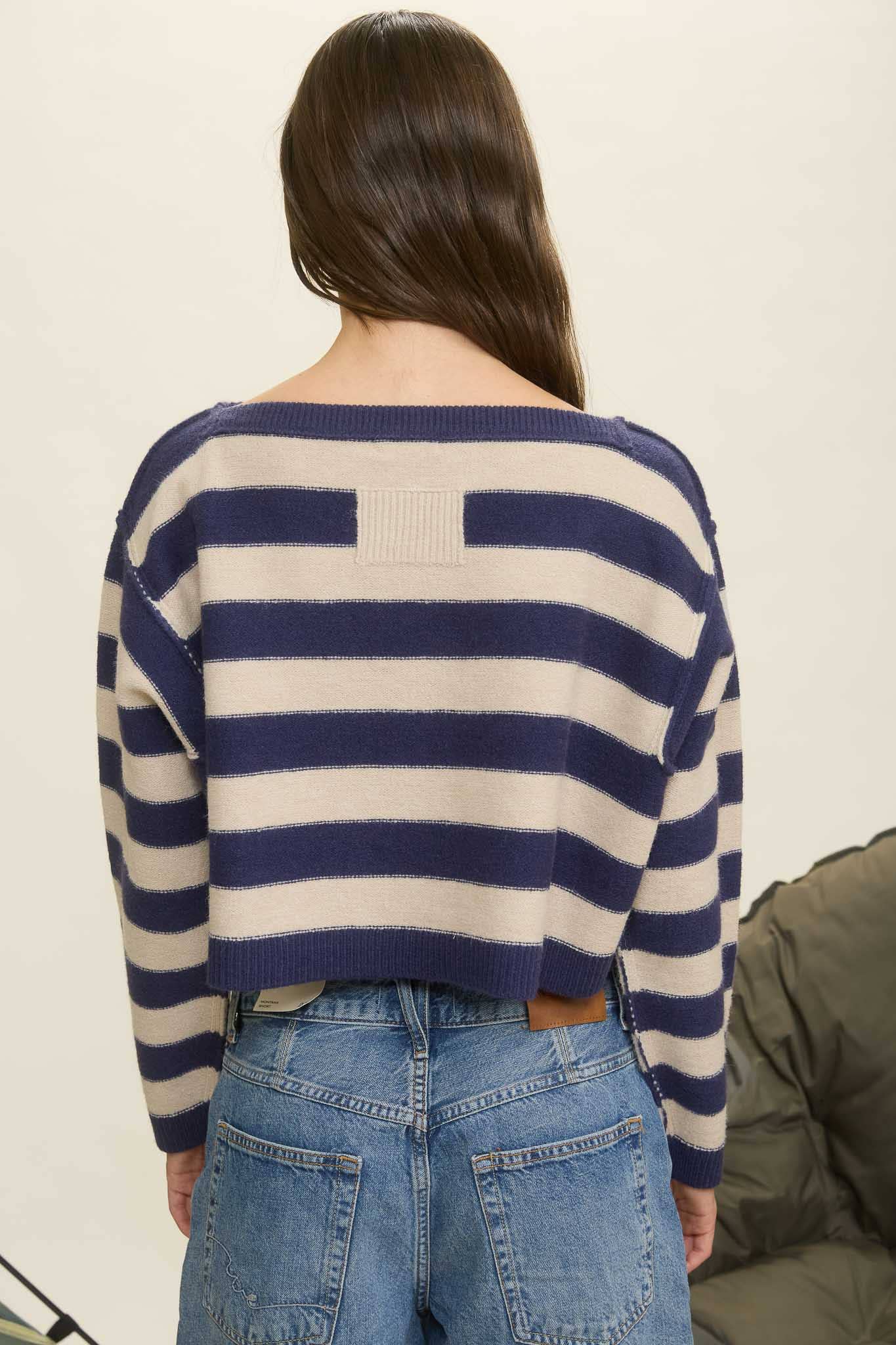 Fall On The Coast Striped Sweater
