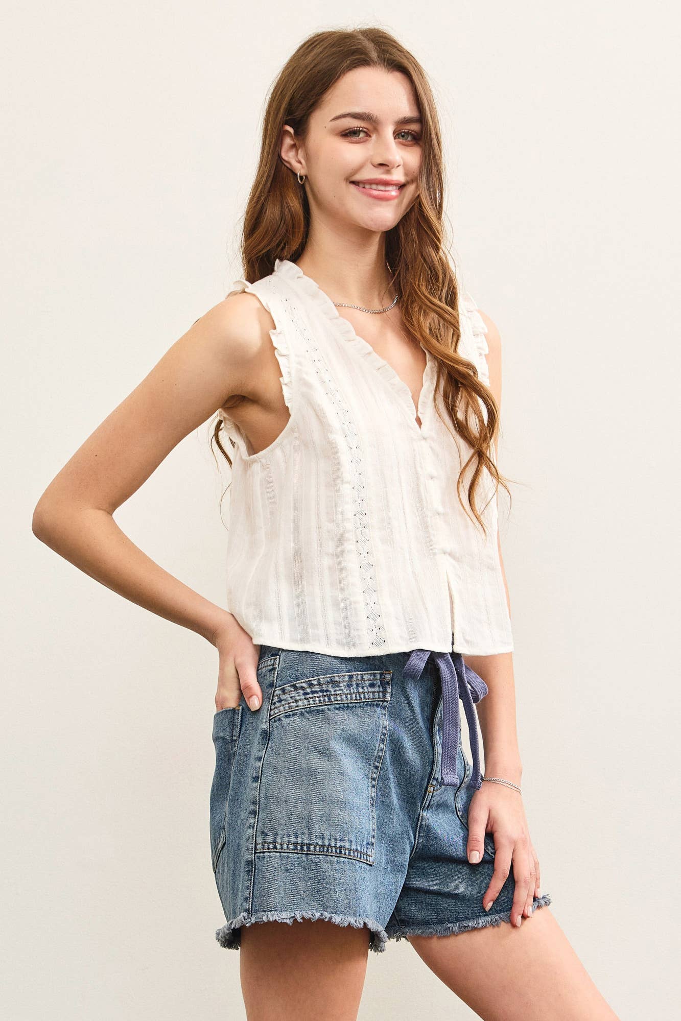 The Mary Boho Button Up Sleeveless Top