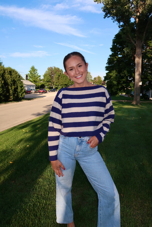 Fall On The Coast Striped Sweater