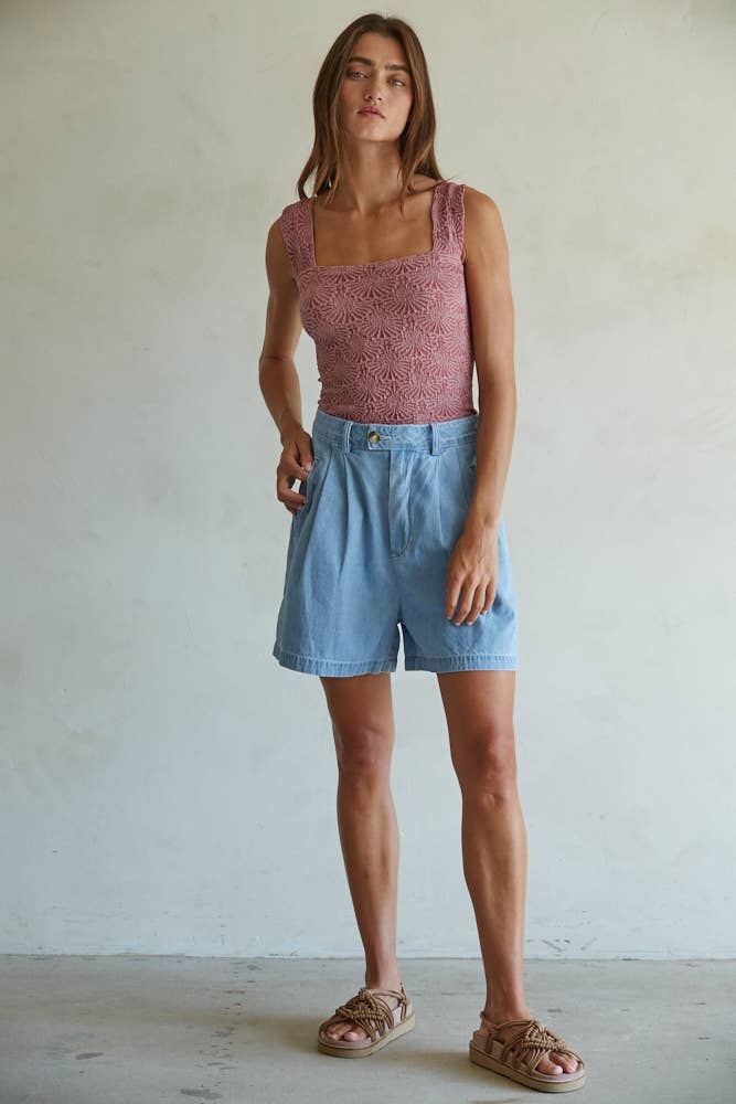 The Anywhere Ultra-Stretch Floral Jacquard Tank