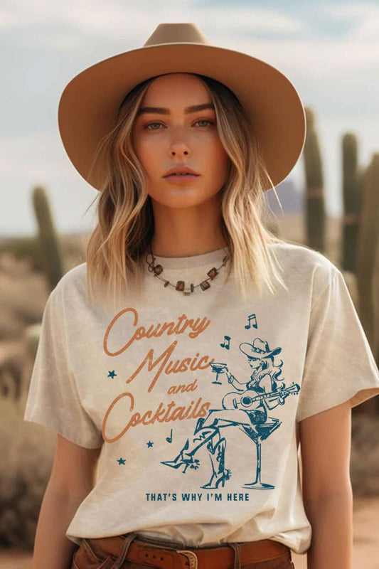 Country Music and Cocktails Graphic Tee