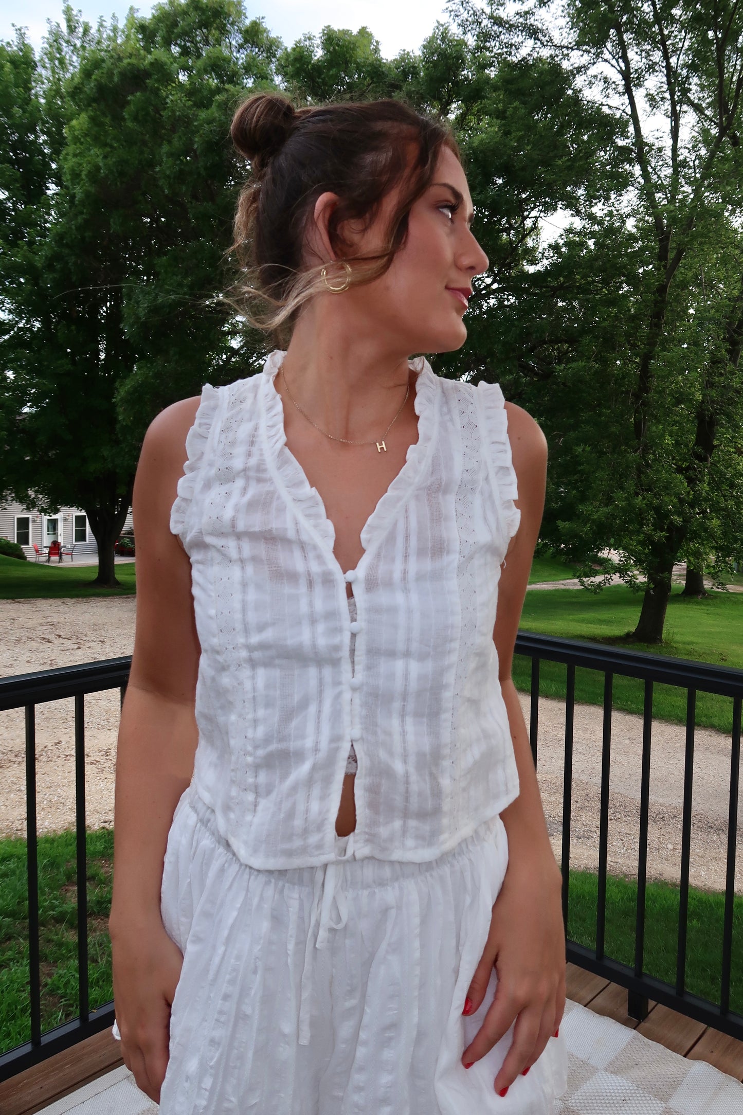 The Mary Boho Button Up Sleeveless Top
