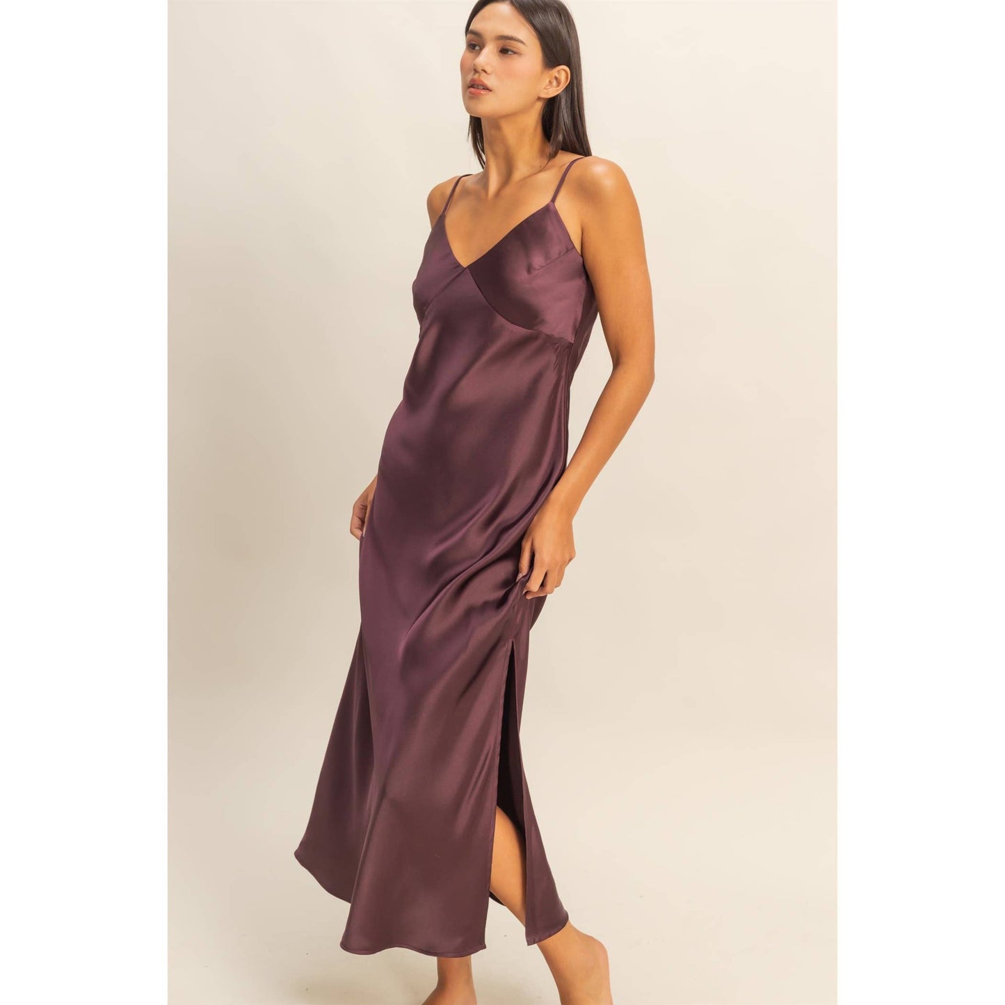 The Midnight Midi Satin Dress