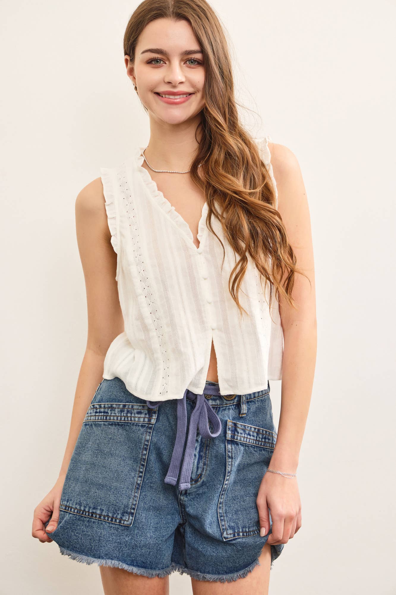 The Mary Boho Button Up Sleeveless Top
