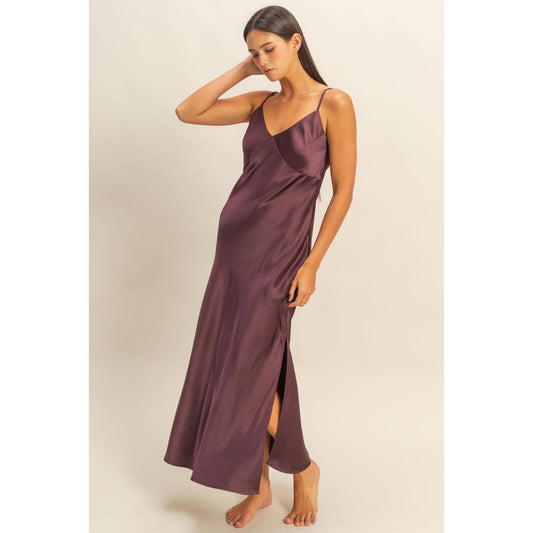 The Midnight Midi Satin Dress