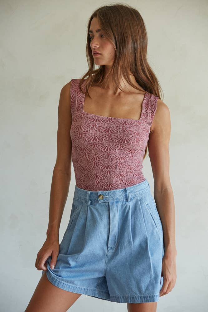 The Anywhere Ultra-Stretch Floral Jacquard Tank